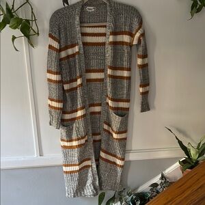 Pink Rose Gray and Brown Cardigan Sweater